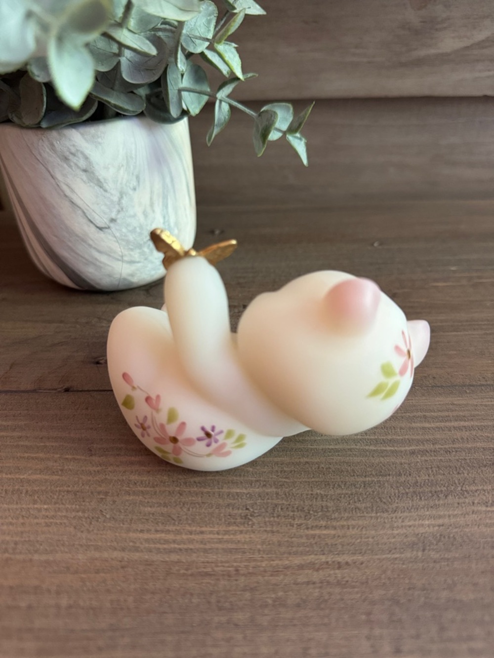 Vintage Fenton Art Satin Glass Butterfly Bear - Picture 4 of 7